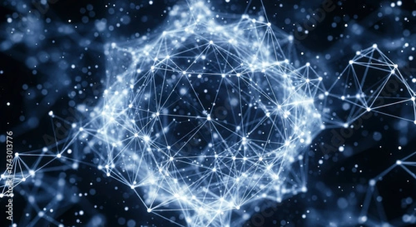 Fototapeta Abstract Network Structure Illustrating Complex Connections and Digital Data Flow