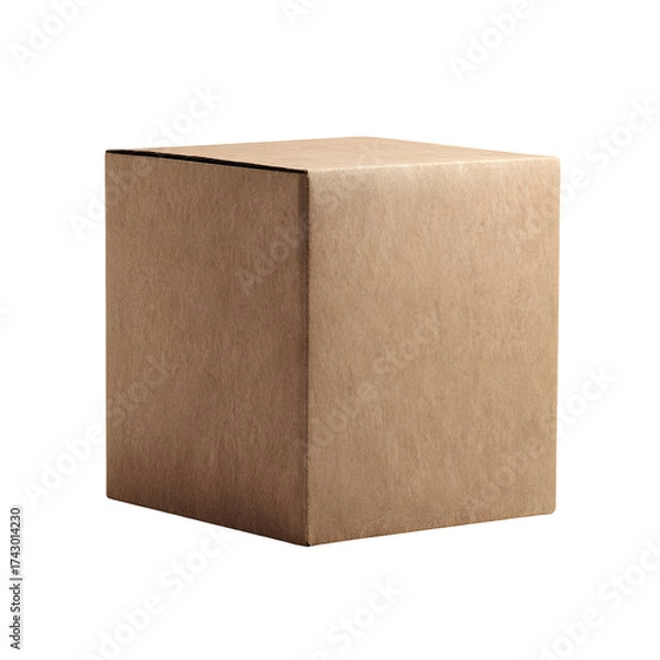 Fototapeta Simple brown cardboard box isolated on transparent background for product packaging and design