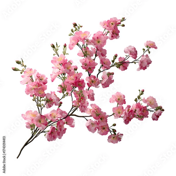 Obraz Pink cherry blossom branch against transparent background vector illustration