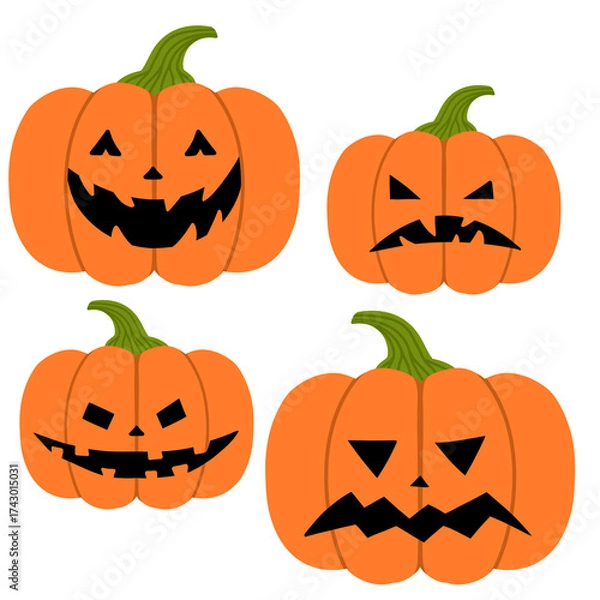 Obraz Halloween Pumpkin Faces Set