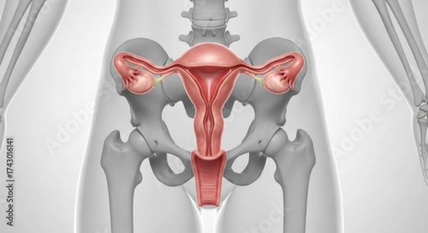 Fototapeta Detailed Anatomical Illustration of the Female Reproductive System Without Punctuation