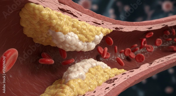 Fototapeta Understanding Atherosclerosis Plaque Buildup Inside Human Arteries