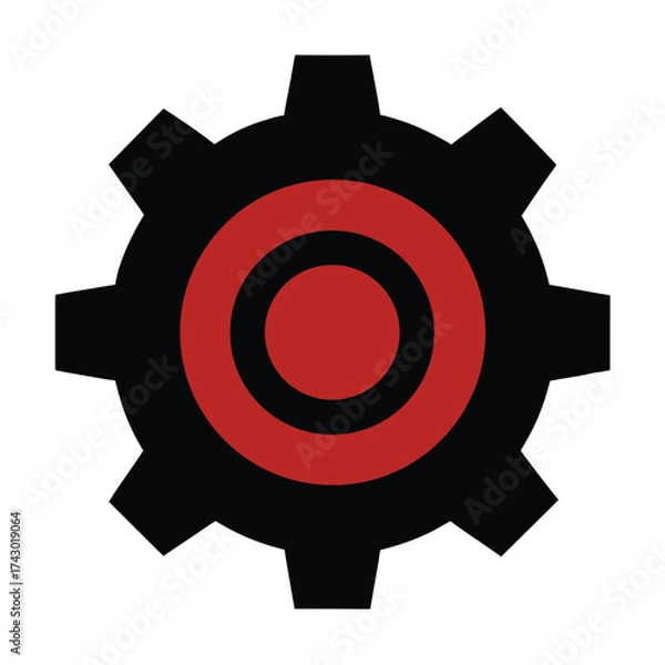 Fototapeta Vector art of black gear with red target symbol