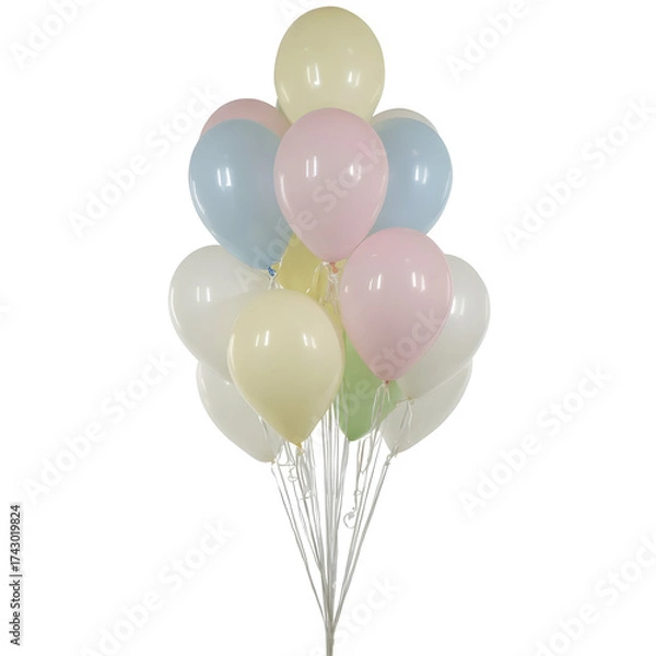 Fototapeta Bunch of colorful balloons against transparent background for celebrations and events