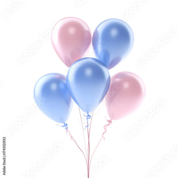 Fototapeta Group of pastel colored balloons against a transparent background for celebration and design