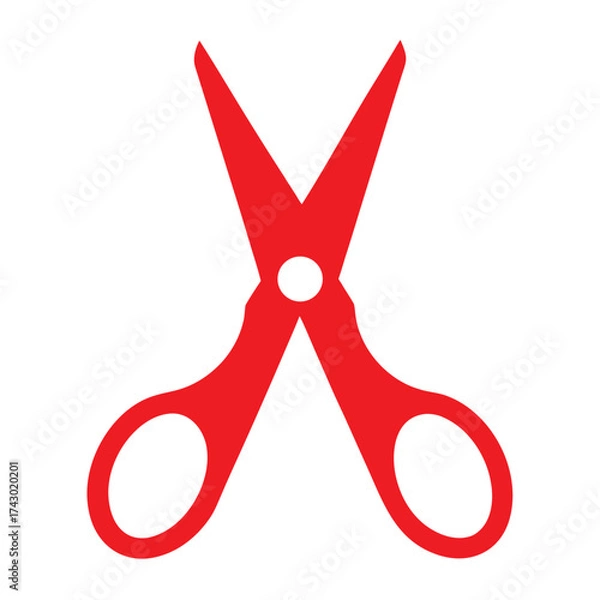 Fototapeta Vector art of red scissors