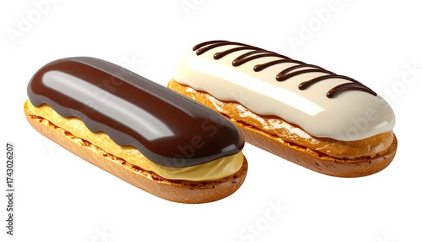 Fototapeta  3D Éclairs Bundle, Two Variations, Isolated on Transparent Background