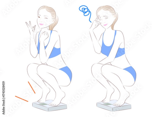 Obraz 体重計に乗る女性