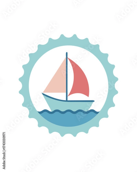 Fototapeta Illustration of a sailboat on the water, perfect for nautical themed designs