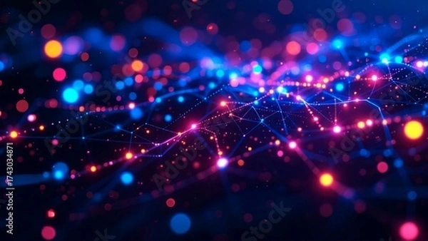 Fototapeta Abstract Data Network: Glowing Digital Connectivity Background