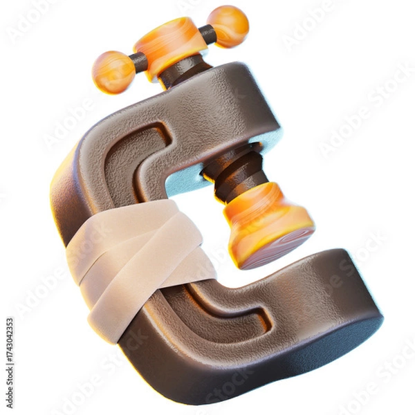 Obraz clamp 3d render icon, construction illustration