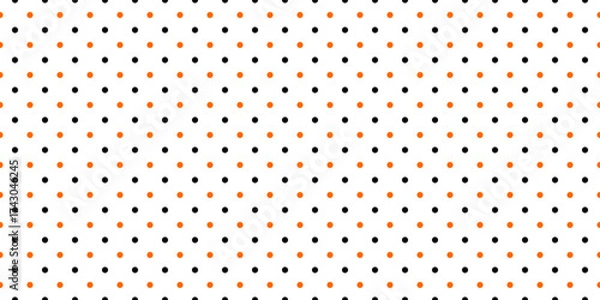 Fototapeta black and orange small polka dots, autumn seamless vector pattern