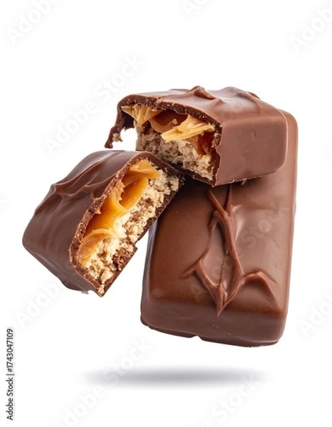 Obraz Two chocolate bars, caramel and nuts