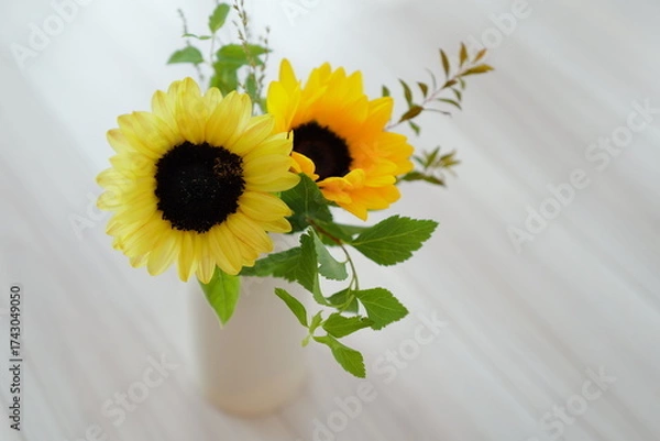 Fototapeta ひまわりの花飾り