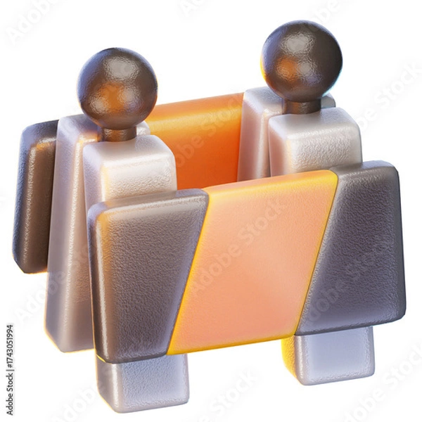 Obraz road barrier 3d render icon, construction illustration