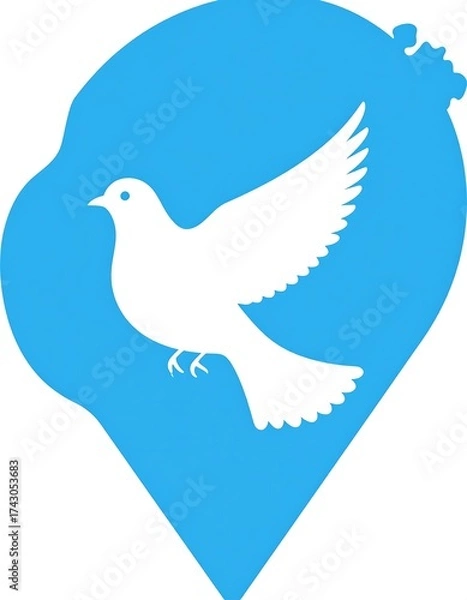 Obraz Blue map marker with white dove