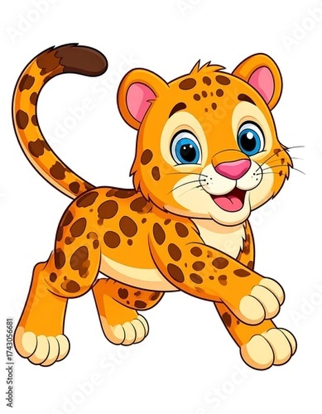 Obraz Cute cartoon leopard cub