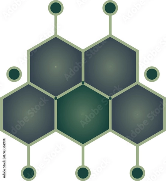 Obraz Symbols of Molecular Structure in Science, Geometric Grid Concepts in Technology