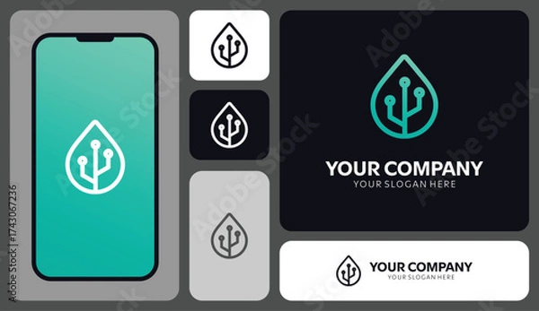 Fototapeta Modern technology logo design for a digital business, perfect for tech startups or innovative companies looking for a sleek and professional brand identity