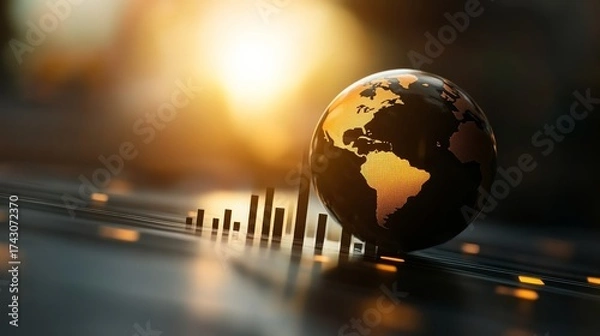 Obraz Global economic growth trends business sector infographic visual urban environment aerial view data representation for seo impact