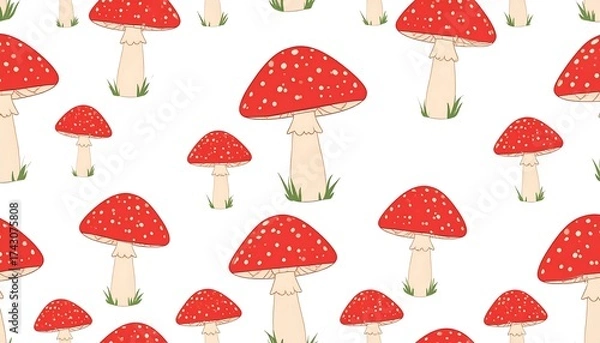 Obraz Cute mushroom pattern
