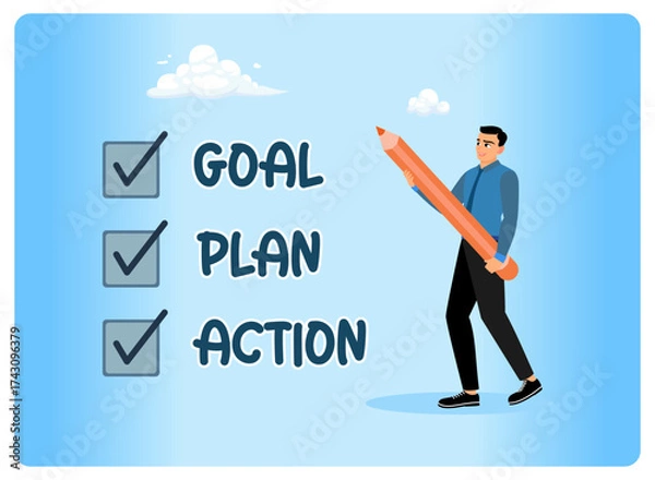 Fototapeta Entrepreneurs create a checklist of processes to run a business towards success.