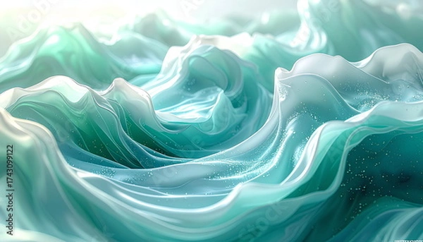 Fototapeta Stylized Aqua Waves Dynamic Liquid Surface