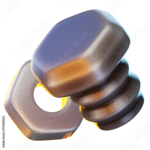 Obraz bolt 3d render icon, construction illustration