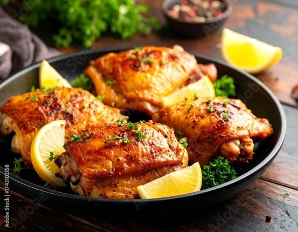 Fototapeta Roasted chicken thighs