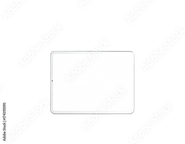 Obraz Clean white screen on a rectangular tablet, floating in black space
