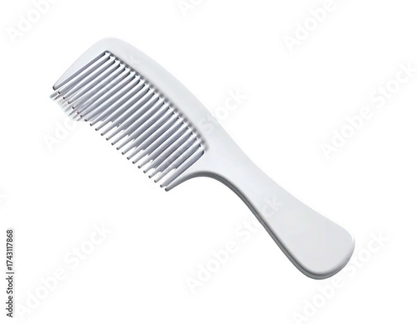Fototapeta White plastic hair comb, handle on the right, angled on a black background