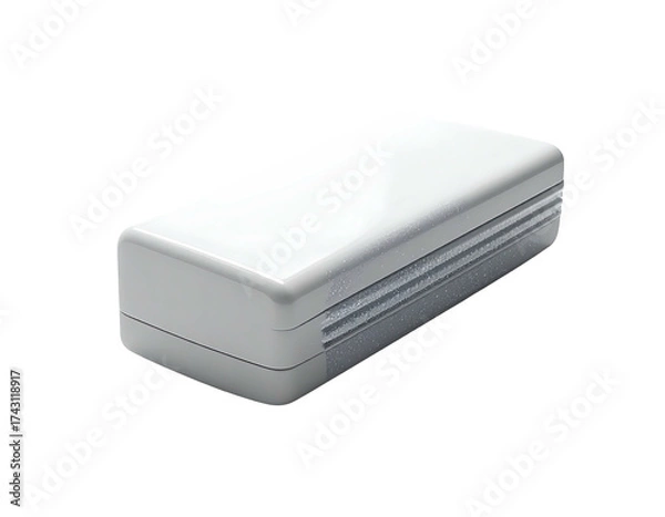 Fototapeta A close-up, isolated image of a rectangular white object with ridged sides