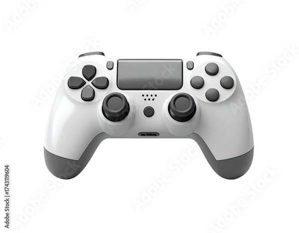 Fototapeta Close-up of a white and gray handheld video game controller on black background