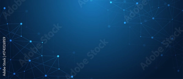 Fototapeta Abstract futuristic technology background with digital connection lines. Network and internet data tranfer concept. Artificial intelligence digital network background