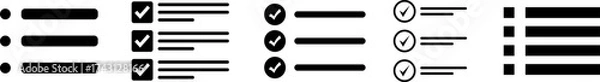 Fototapeta Set of list and checklist icon vector illustration. Minimalist List and Checklist Icons for UI Design