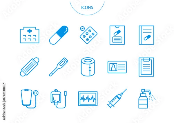 Obraz 医療 病院　アイコン ピクトグラム　ベクター イラスト　セット