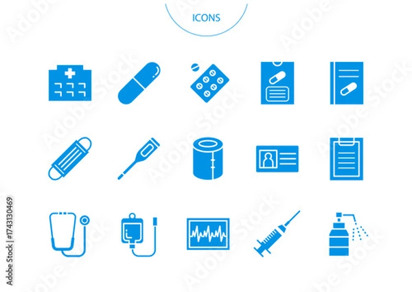 Obraz 医療 病院　アイコン ピクトグラム　ベクター イラスト　セット