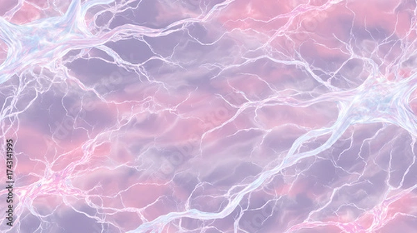 Fototapeta An ethereal and abstract visualization of a neural network with pastel synapses.

