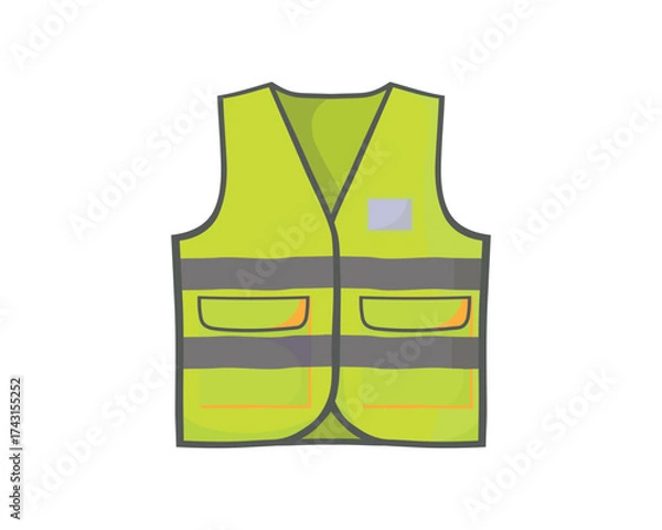 Fototapeta Bright yellow reflective safety vest designed for visibility and protection, commonly used by construction and road workers.