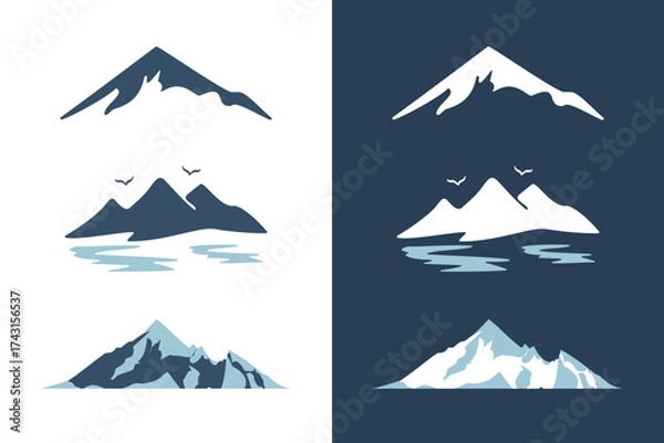 Obraz Set of Mountain silhouette abstract icon design landscape logo icon graphic
