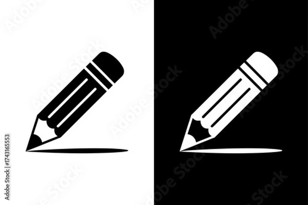 Obraz Minimalist Pencil Silhouette Vector. Stationery Icon Design on Black and White Background