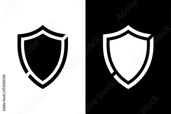 Obraz Simple Black Shield Vector Illustration. Protection, Security, and Verified Emblem Silhouette