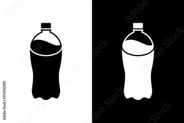 Obraz Elegant Black Bottle Icon Collection. Contoured Bottle Silhouettes in Vector Design