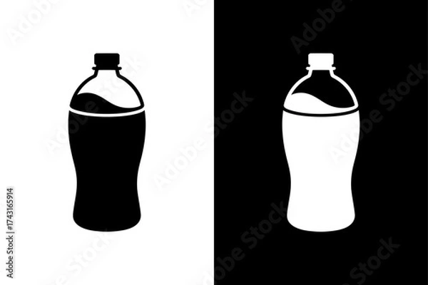 Obraz Black Bottle Icons Silhouette Vector Collection. Classic Bottle Illustration on White and Black Background