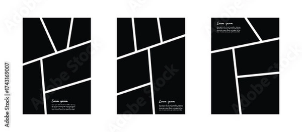 Fototapeta Set of photos or pictures collage with blank comic frame system style