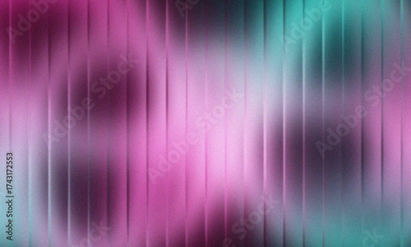 Fototapeta Abstract grainy background with vertical lines in shades of pink, purple, and teal, creating a textured and visually interesting design