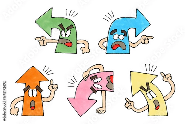 Obraz 矢印のキャラクターセット(上下左右、斜め)