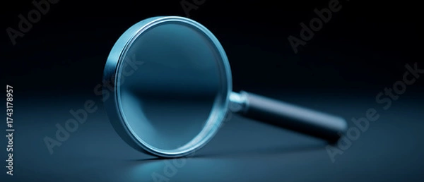 Fototapeta Magnifying Glass Resting on a Dark Surface Highlighting Clarity and Focus in a Tranquil Setting