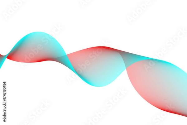 Fototapeta Abstract flowing wave isolated on transparent background with red and blue