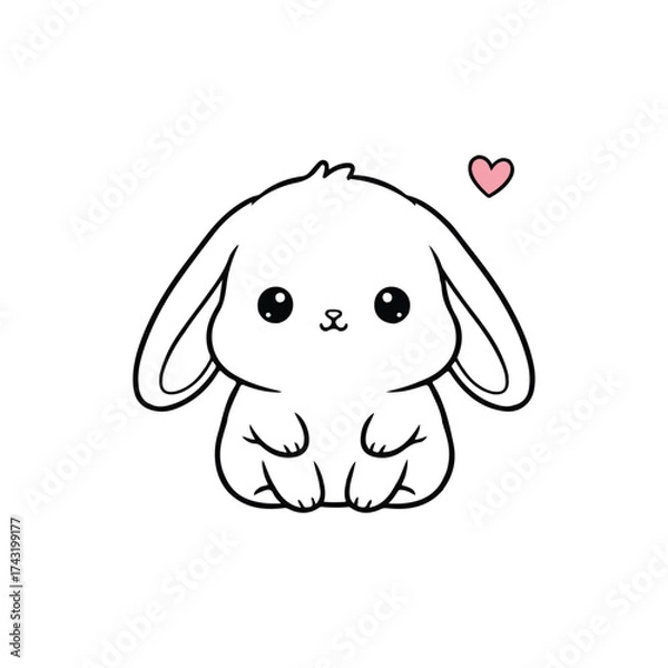 Obraz cat with heart vector illustration on white background 